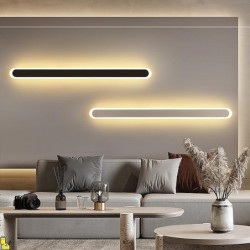 minimalistisk lang væglampe, 40cm/60cm moderne led baggrundsvæglampe stue soveværelse sengebord, aluminium indendørs væglampe...