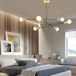 6-lys 105cm lysekrone metal sputnik design pendel malet finish moderne kunstnerisk nordisk stil soveværelse stue lys