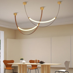led pendant lys liner design 60cm stue læder lysekroner spisebord loft lysekrone køkken hængende armatur indendørs belysning...