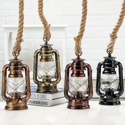 1 stk retro hamp reb lysekrone - gammeldags lanterne pendel - oil rub bronze køkkenø hængelampe (pære medfølger ikke)