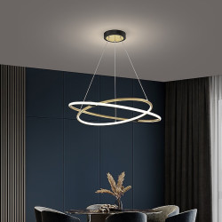 led pendel 60cm 2-lys ring cirkel design dæmpbar aluminium malet finish luksuriøs moderne stil spisestue soveværelse pendel kun...