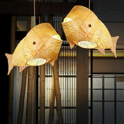 led Pendel lys bambus lanterne design lysekrone retro 45cm e26/e27 lysekrone loftbelysning er anvendelig til stue soveværelse...