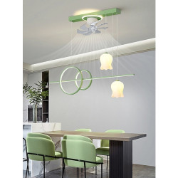 led pendel med loftsventilator liner design 100cm kæde justerbar hængende lampe til køkken spisestue stue grøn hvid