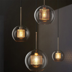 1-lys 20cm led pendel enkelt design glas lanterne galvaniseret retro industriel stil spisestue stue lys 110-120/