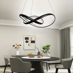 led pendel 59cm dæmpbar cirkel design akryl metal minimalistisk malet finish spisestue køkken lys kun dæmpbar med fjernbetjening
