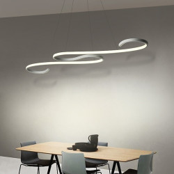 110cm ledet pendellampe loftlampe bølgeform hængende lys lineær ø dæmpbar til stue spisestue køkken minimalistisk moderne 46w