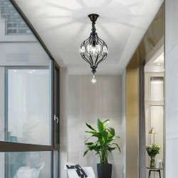 led pendler krystal sort spisebordslampe hængende lys til køkken stue soveværelse korridor led industrilampe