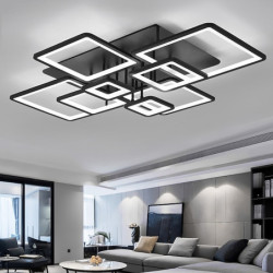 flerlags moderne led loftslampe app dæmpbar planmonteret lys sort firkantet loftslampe velegnet til soveværelse stue spisestue