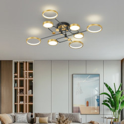 moderne led lysekrone belysningslampe 6/8 hoved dæmpbar guldramme aluminium indendørs armatur lys til stue soveværelse