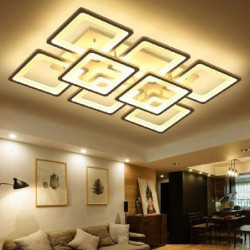 led loftslampe firkantet linje design moderne 5-lys 8-lys 60/90cm dæmpbare flush mount lys metal akryl lineær geometrisk...