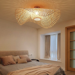 bambus vævning loft lysekrone retro idyllisk stil e26/e27 lysekrone belysning er anvendelig til stue soveværelse restaurant...